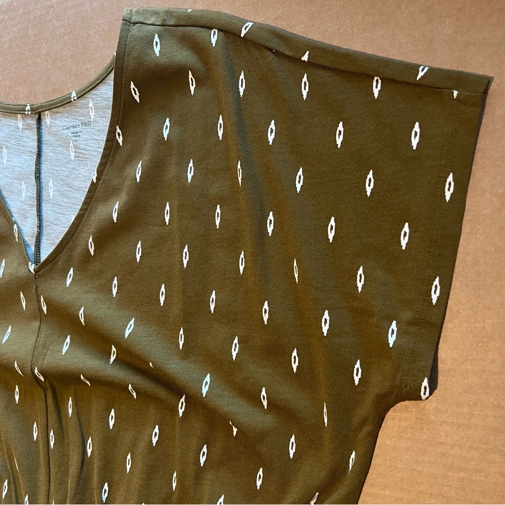 Garnet Hill Easy Cap-Sleeve Knit Maxi Dress, organic, moss-green, size L, NWOT - Picture 5 of 13